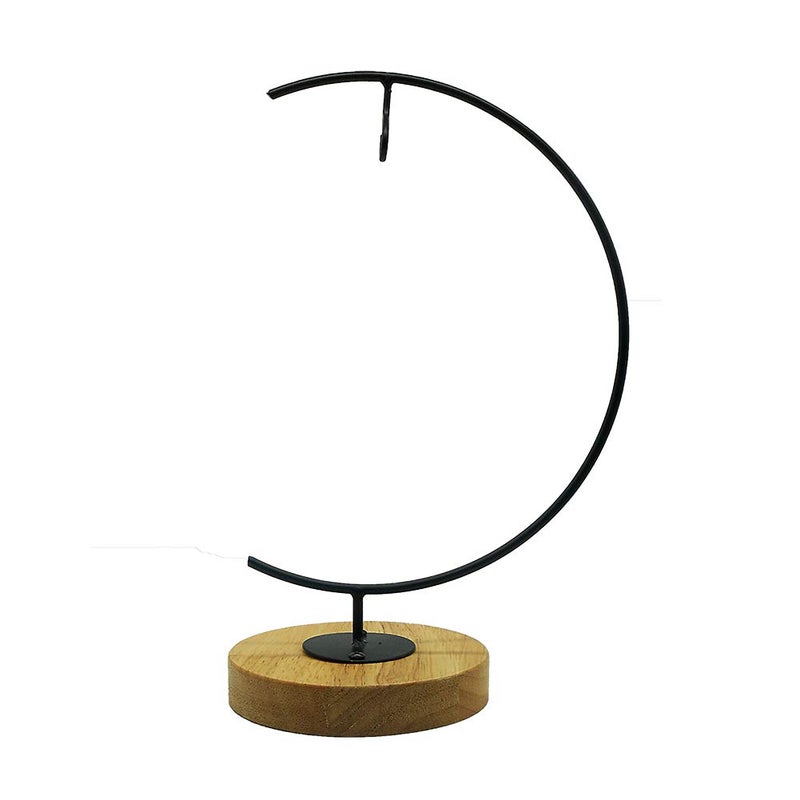 YY YEARCHY Ornament Display Metal Terrarium Air Plant Stand Flower Pot Holder Iron Pothook Stand for Hanging Glass Globe Ball (G round wood) - Image 1